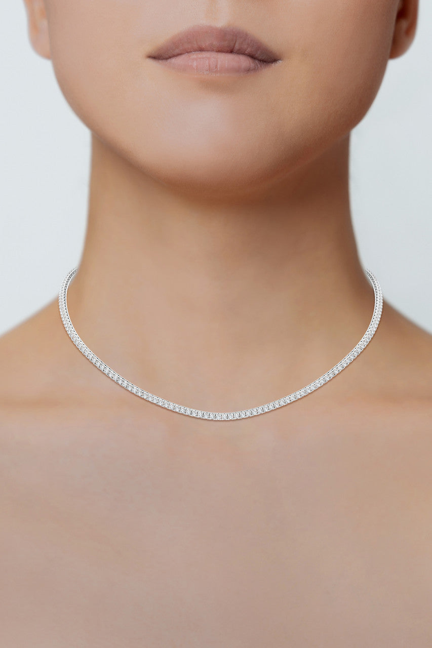 Natori Buy Shangri-La 14K Gold and Diamond Prong Set Tennis Necklace in 14K White Gold Online