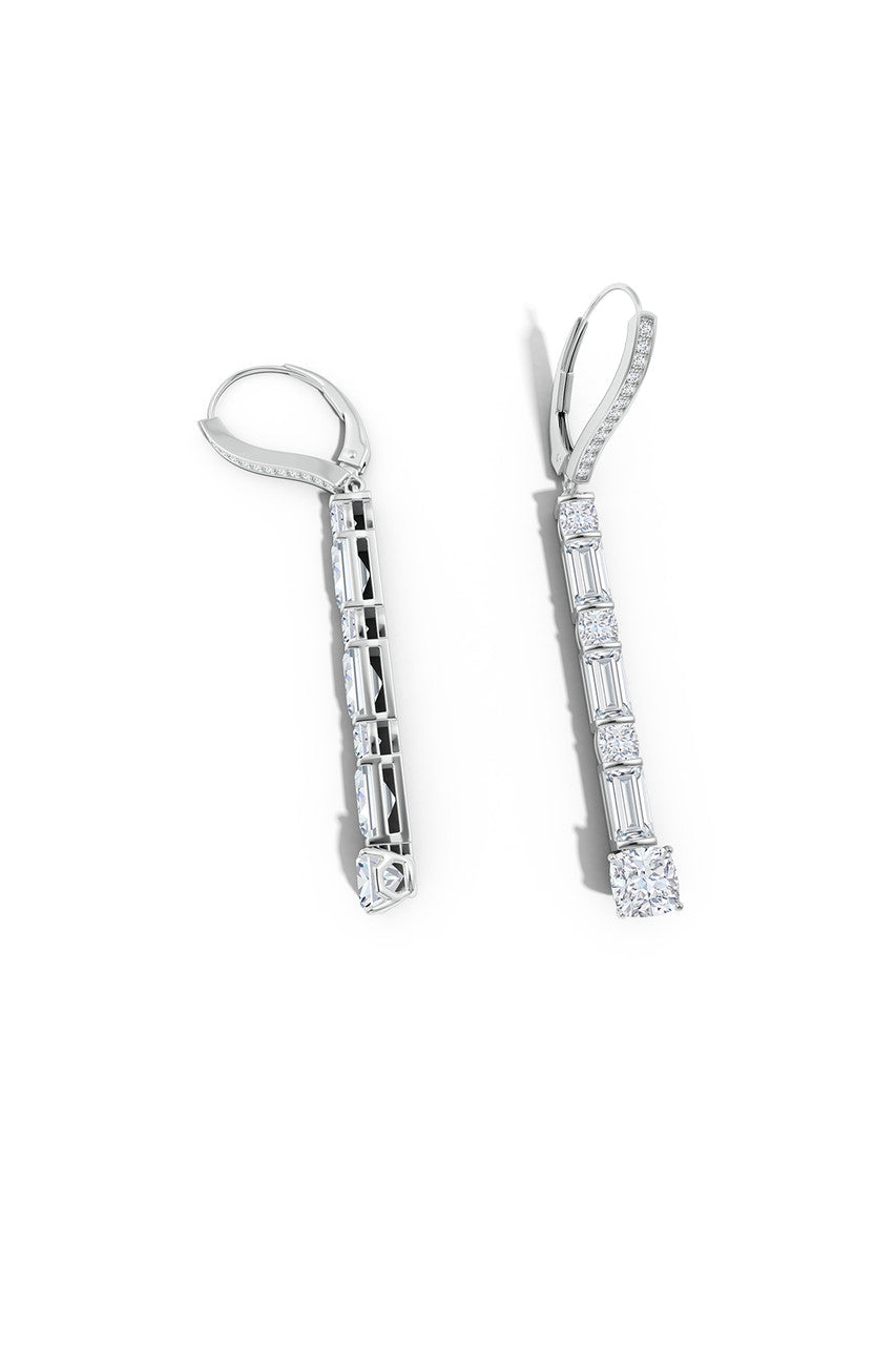 Natori Buy Orient Express Lab-Grown 14K Gold Baguette & Cushion Diamond Long Drop Earrings in 14K White Gold Online