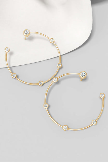 Natori Buy Indochine 14k Medium 6-Diamond Side-Facing Open Hoop Earrings in 14K Yellow Gold Online