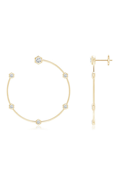 Natori Buy Indochine 14k Medium 6-Diamond Side-Facing Open Hoop Earrings in 14K Yellow Gold Online