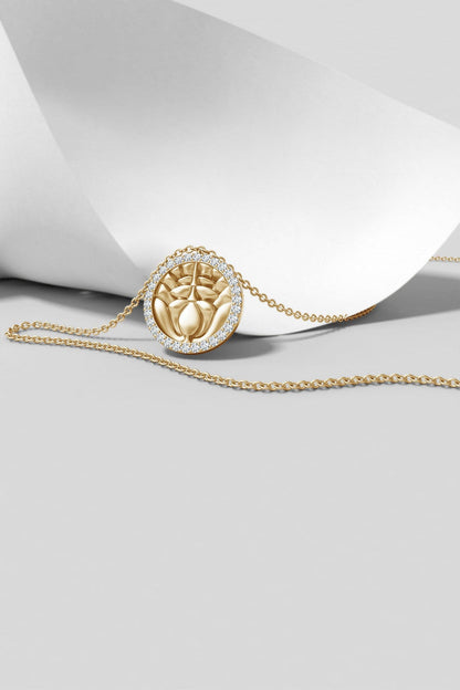 Natori Buy Kamon 14k Diamond Border Pendant Necklace in 14K Yellow Gold Online