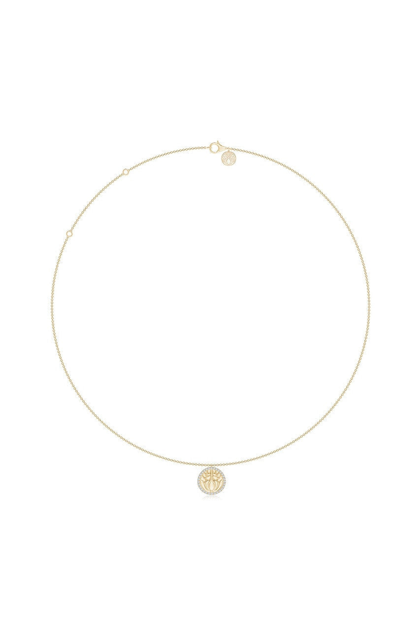 Natori Buy Kamon 14k Diamond Border Pendant Necklace in 14K Yellow Gold Online