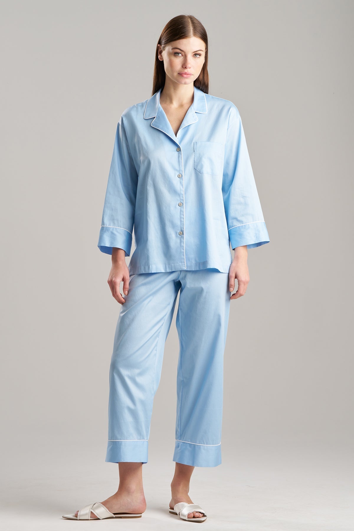 Natori Buy Cotton Sateen Essentials Notch PJ in Bluebell Online