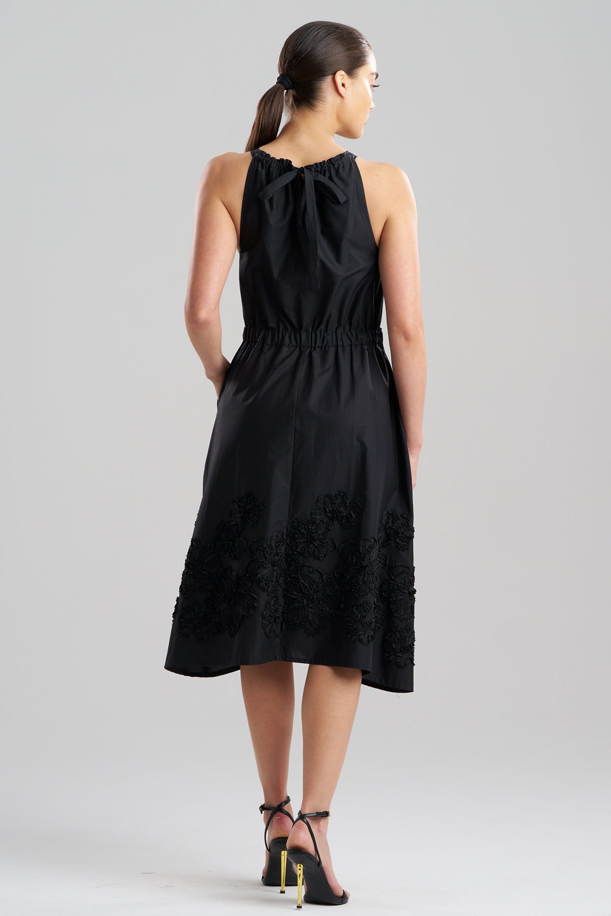 Natori Carnation Embroidery Cotton Voile Halter Dress