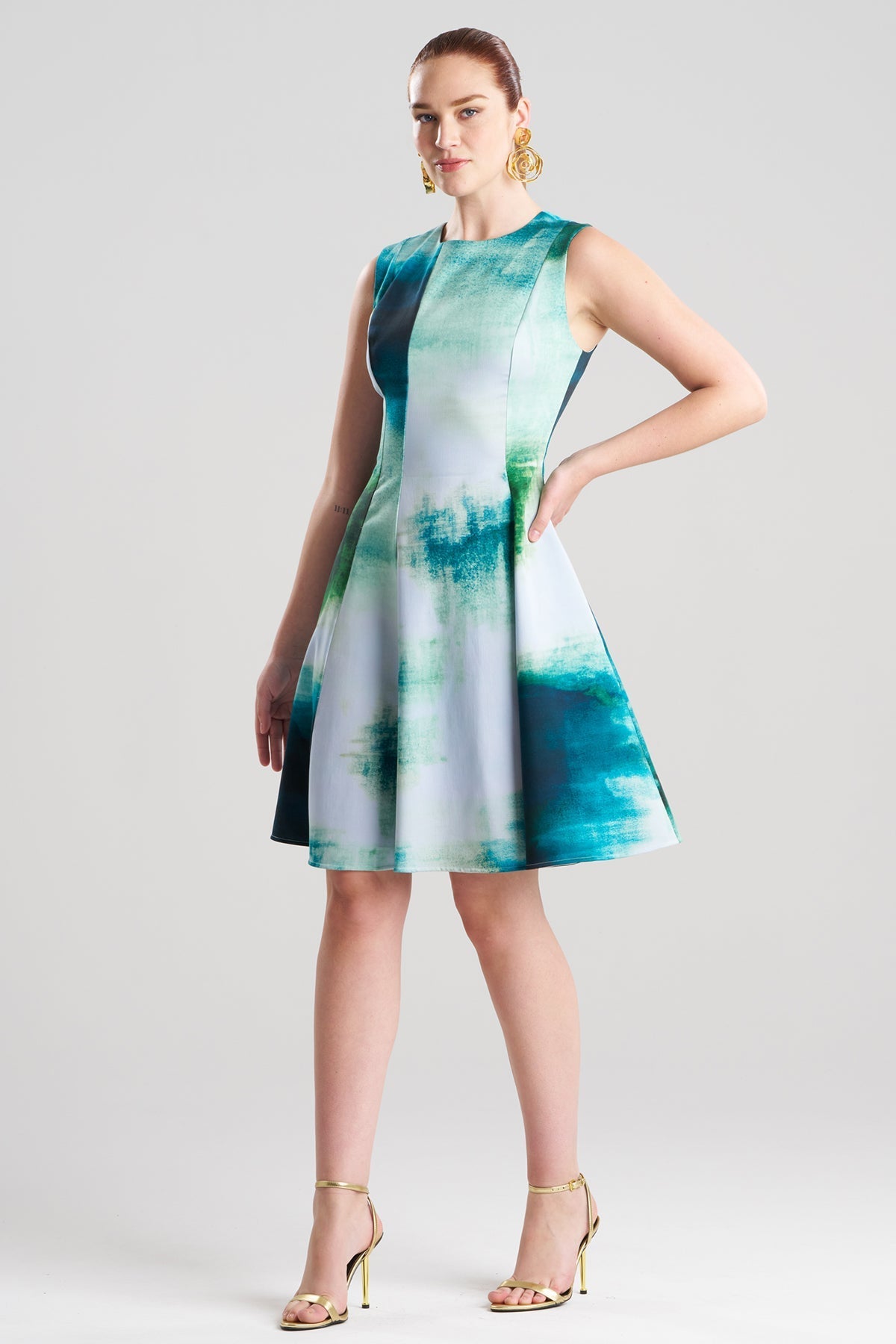 Natori Hisui Cotton Chino Fit & Flare Dress