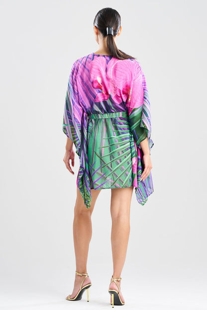 Natori Orchid Silk Cotton Voile Short Caftan