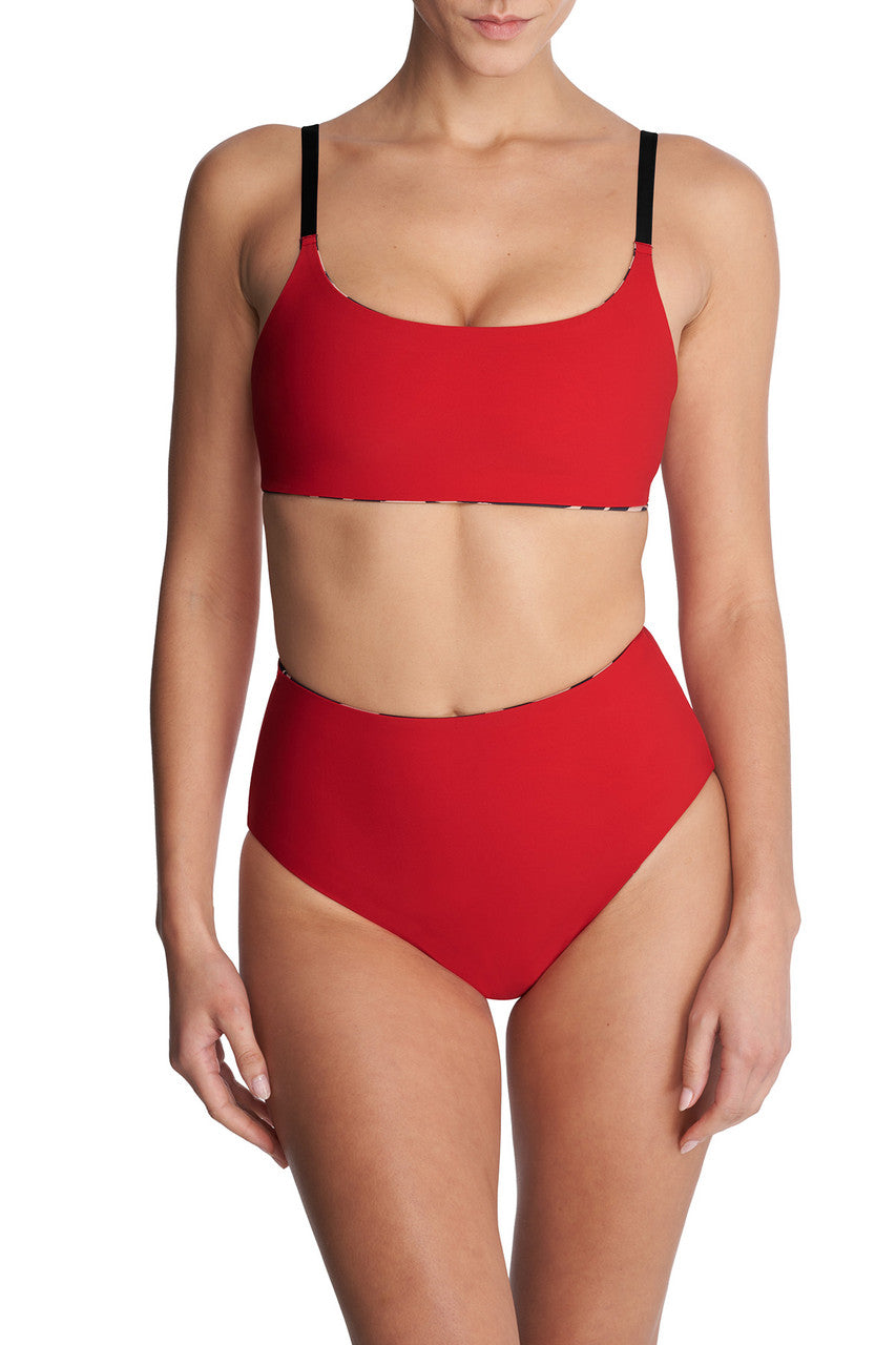 Natori Buy Riviera Reversible High Rise Bikini Bottom in Camel Zebra/Poinsettia Online
