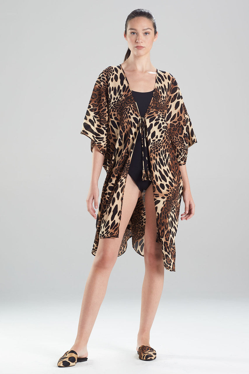 Natori Buy Luxe Leopard Cotton Gauze Cover-Up in Chestnut Online