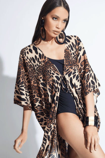 Natori Buy Luxe Leopard Cotton Gauze Cover-Up in Chestnut Online