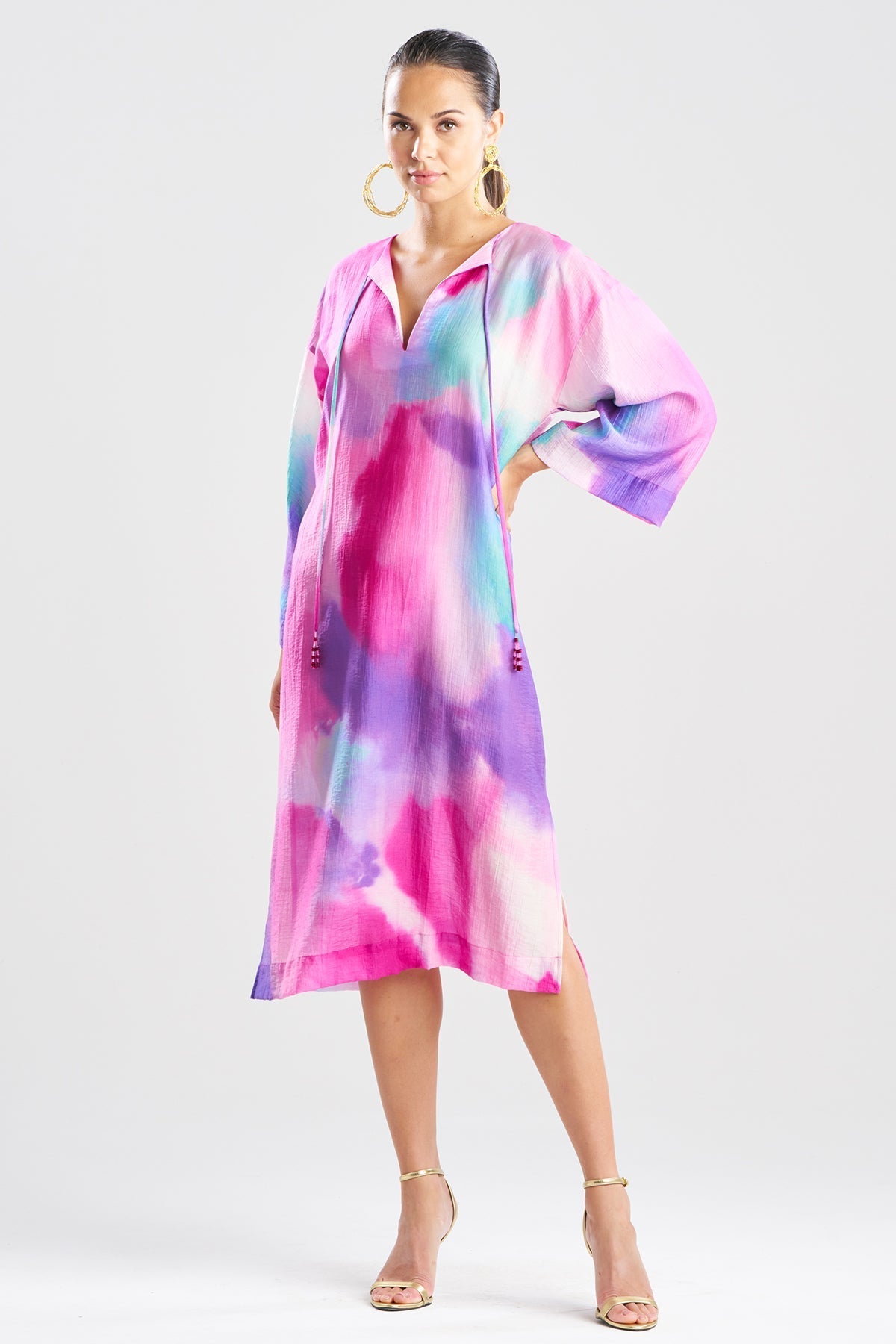 Natori Watercolor Sheer Texture Caftan