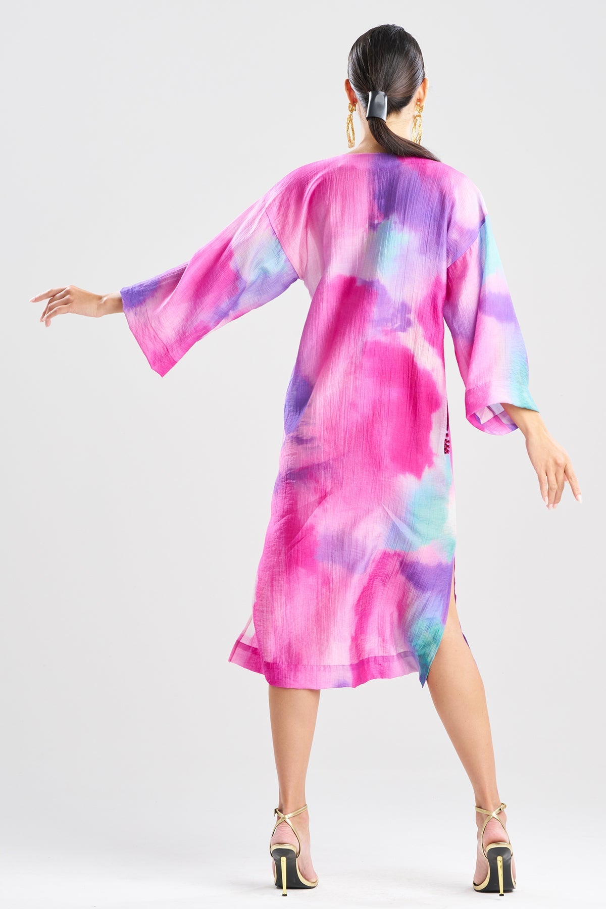 Natori Watercolor Sheer Texture Caftan