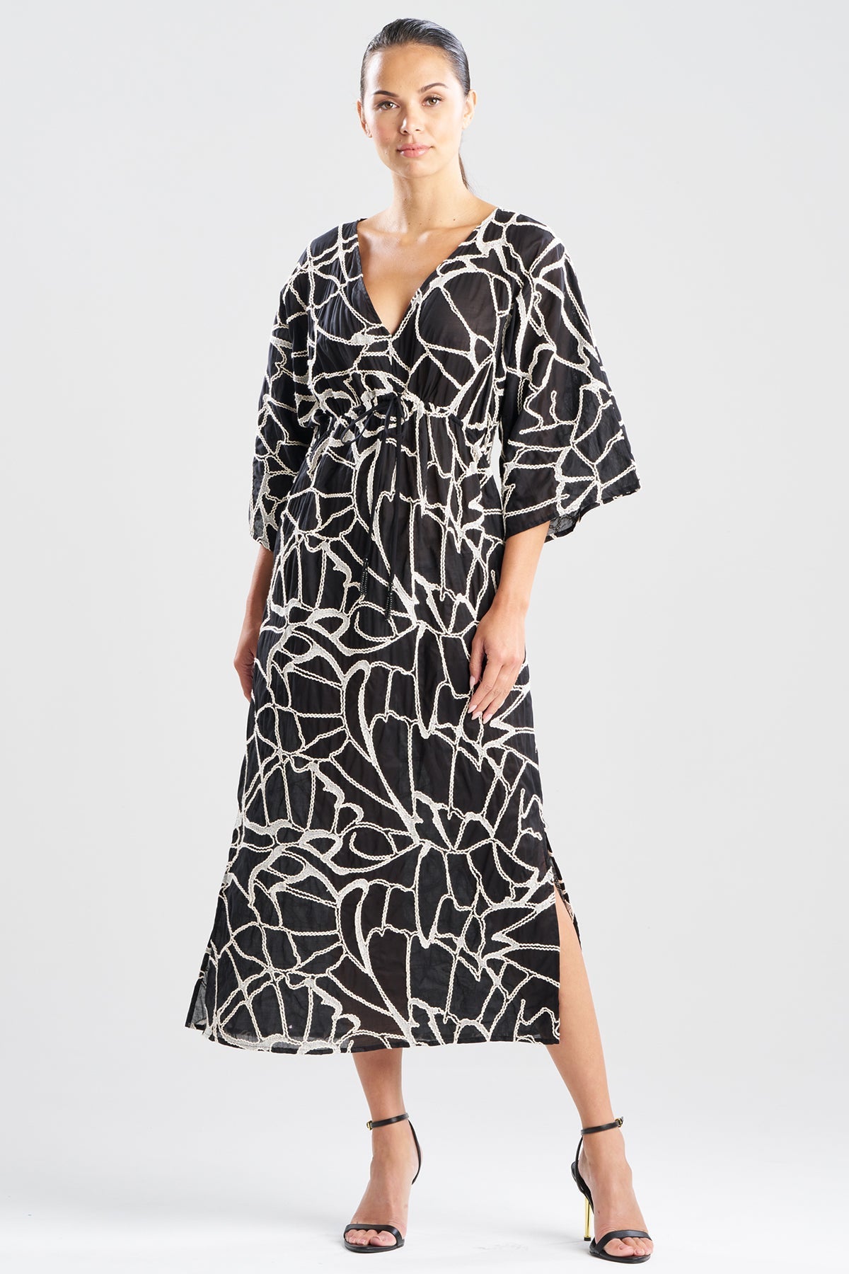 Natori Butterfly Embroidery Cotton Caftan
