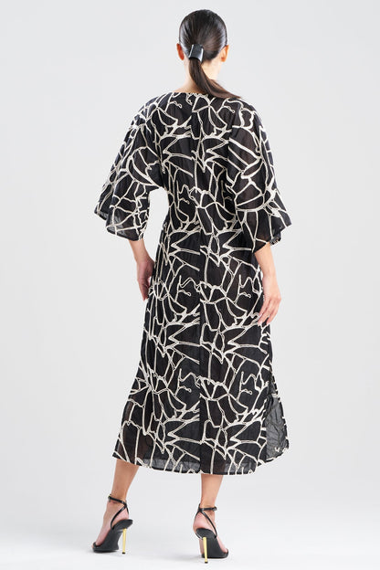 Natori Butterfly Embroidery Cotton Caftan