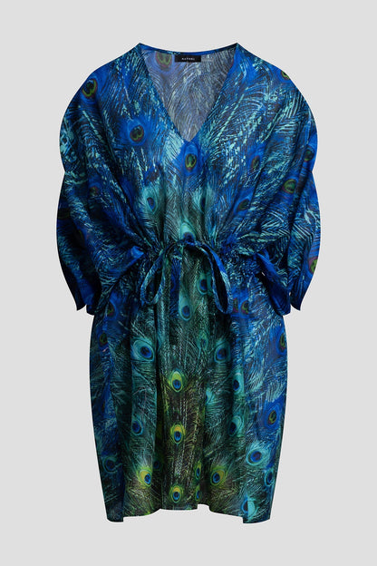 Natori Peacock Cotton Voile Short Caftan