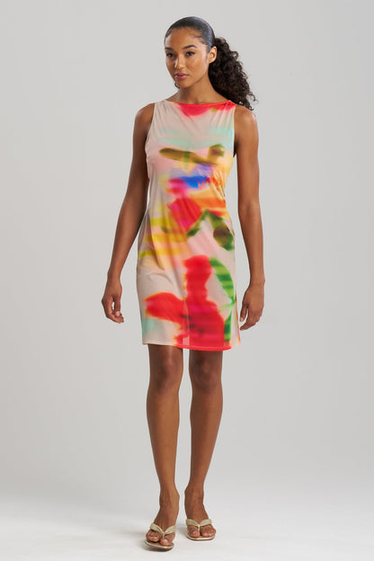 Natori Floral Mirage Printed Mesh Mini Dress