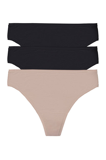 Natori Bliss Bare Cotton Thong 3-Pack