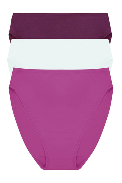 Natori Bliss Bare Cotton High Cut Brief 3-Pack