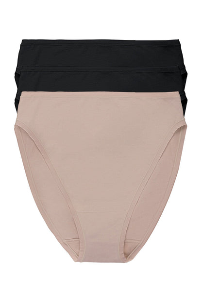 Natori Bliss Bare Cotton High Cut Brief 3-Pack