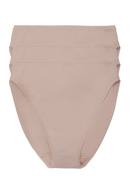 Natori Bliss Bare Cotton High Cut Brief 3-Pack