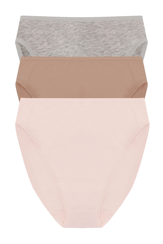 Natori Bliss Bare Cotton High Cut Brief 3-Pack