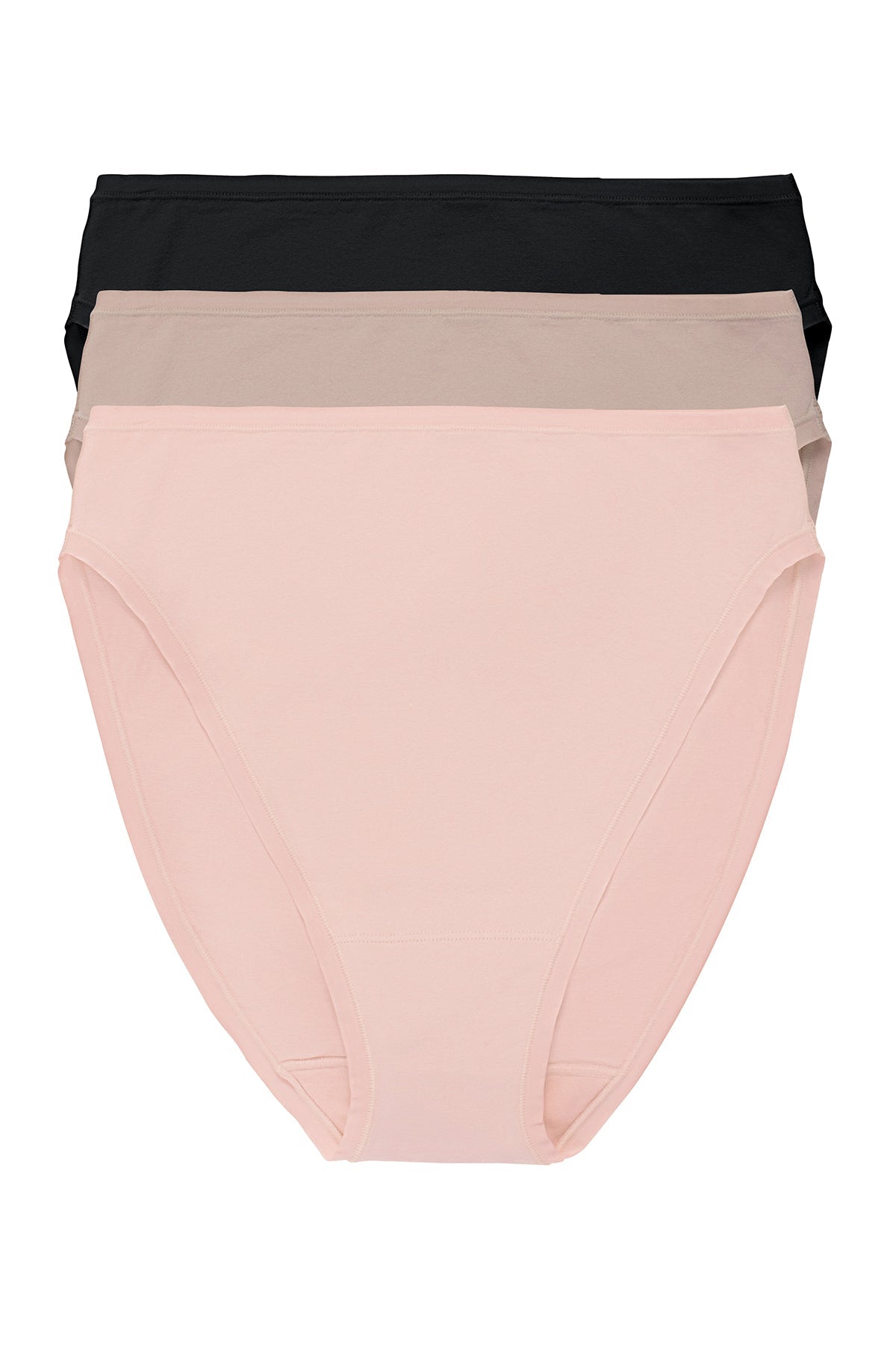 Natori Bliss Bare Cotton High Cut Brief 3-Pack
