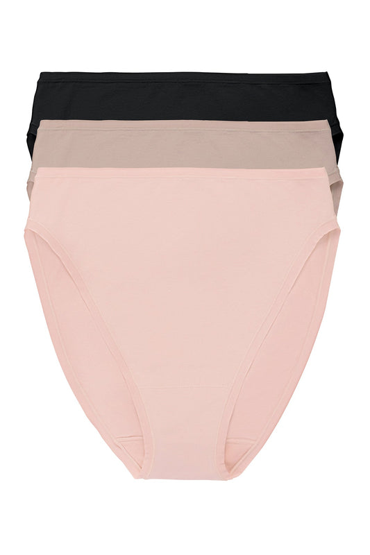 Natori Bliss Bare Cotton High Cut Brief 3-Pack