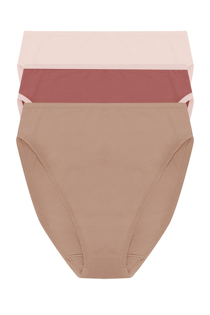 Natori Bliss Bare Cotton High Cut Brief 3-Pack