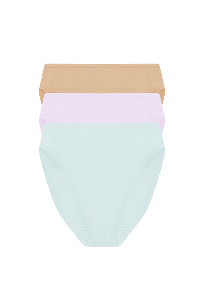 Natori Bliss Bare Cotton High Cut Brief 3-Pack