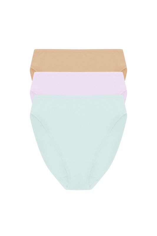 Natori Bliss Bare Cotton High Cut Brief 3-Pack
