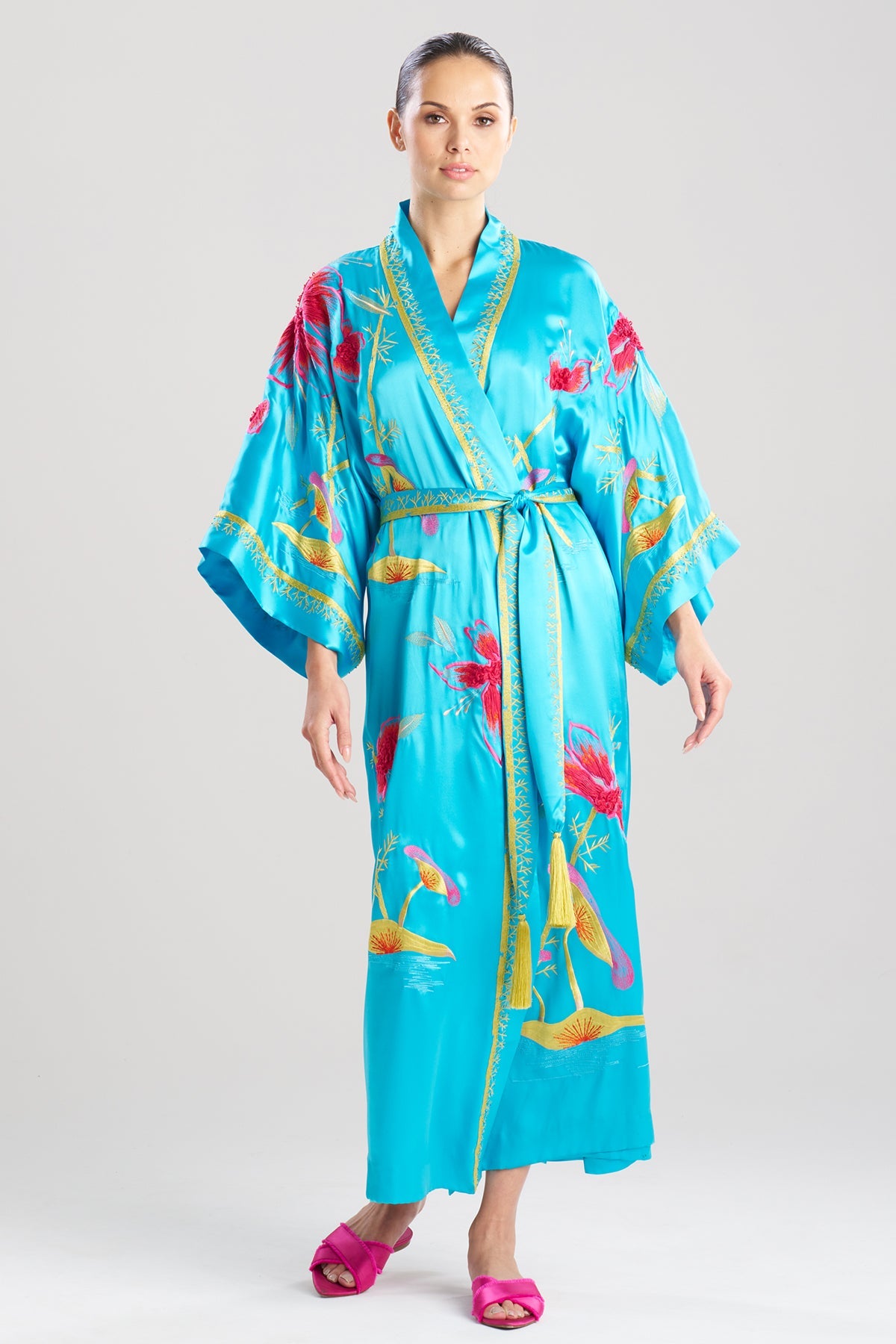 Natori Couture Bali Embroidered Silk Robe