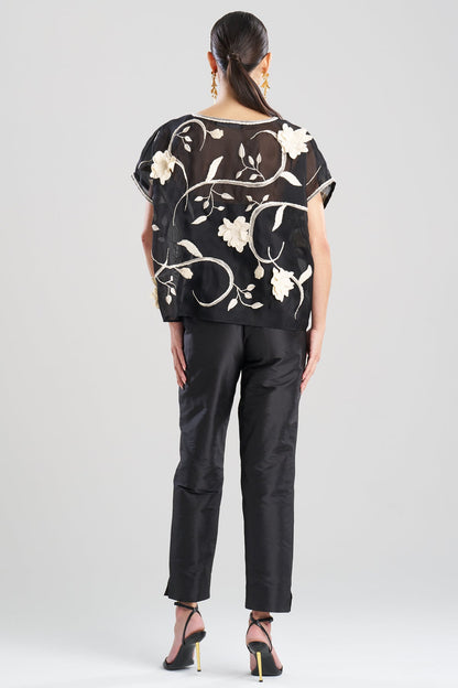 Natori Couture Silk Organza Embellished Top