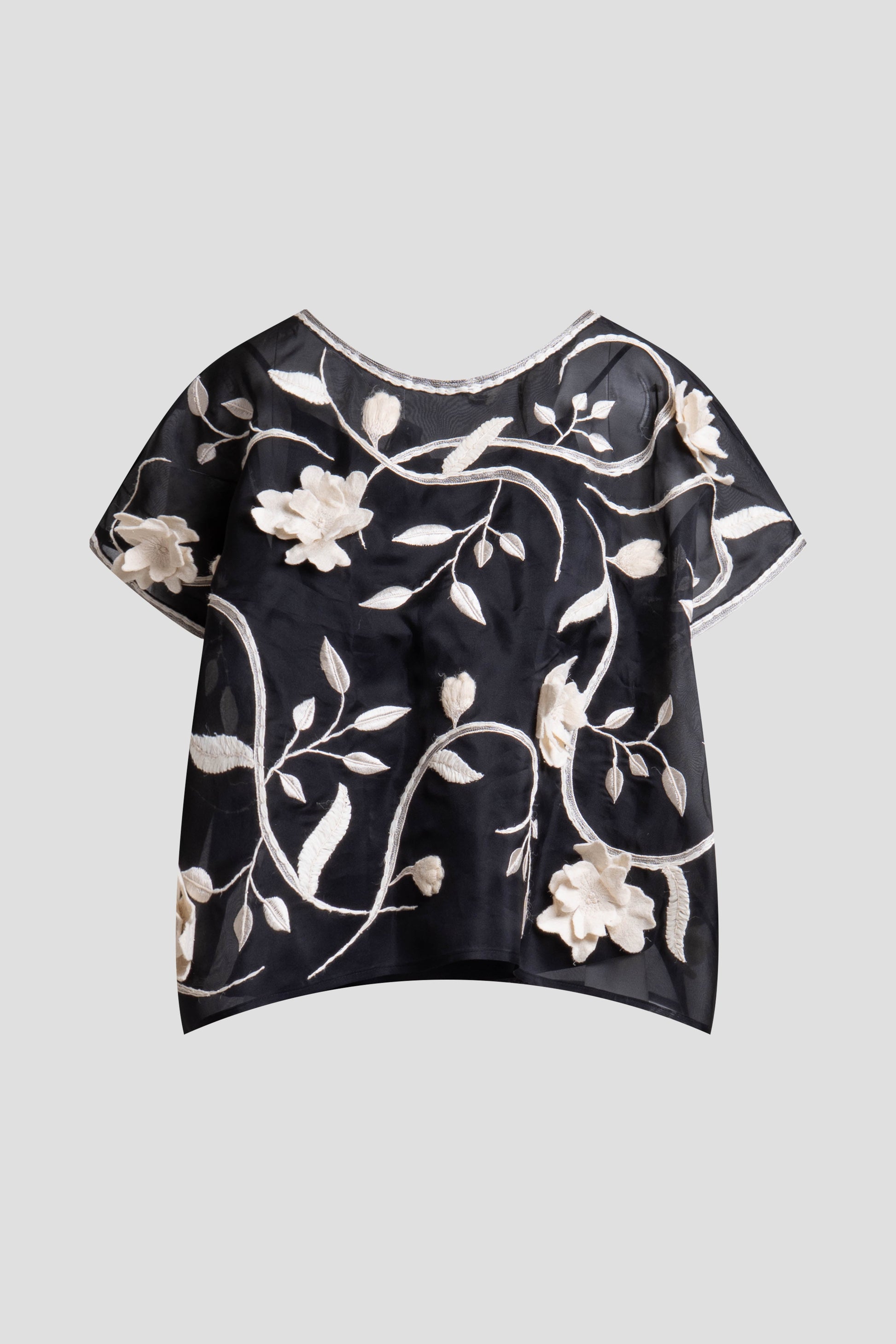 Natori Couture Silk Organza Embellished Top
