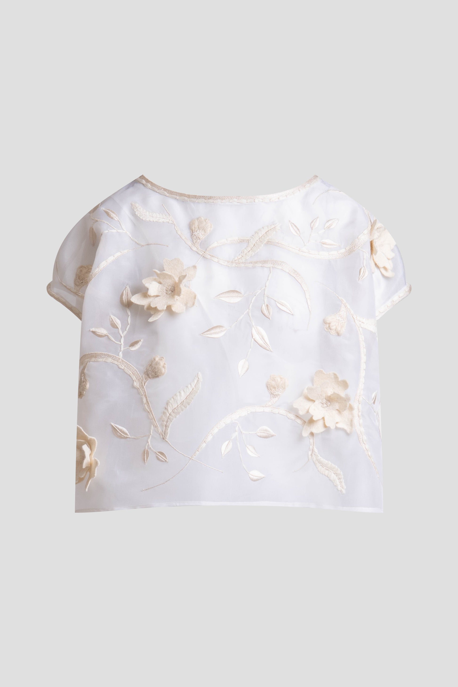 Natori Couture Silk Organza Embellished Top