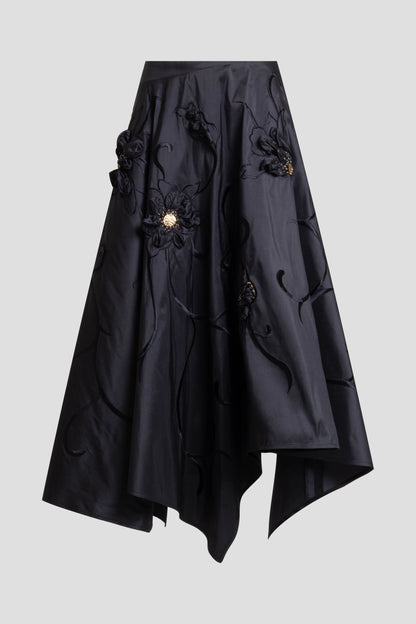 Natori Couture Silk Dupioni Embellished Skirt