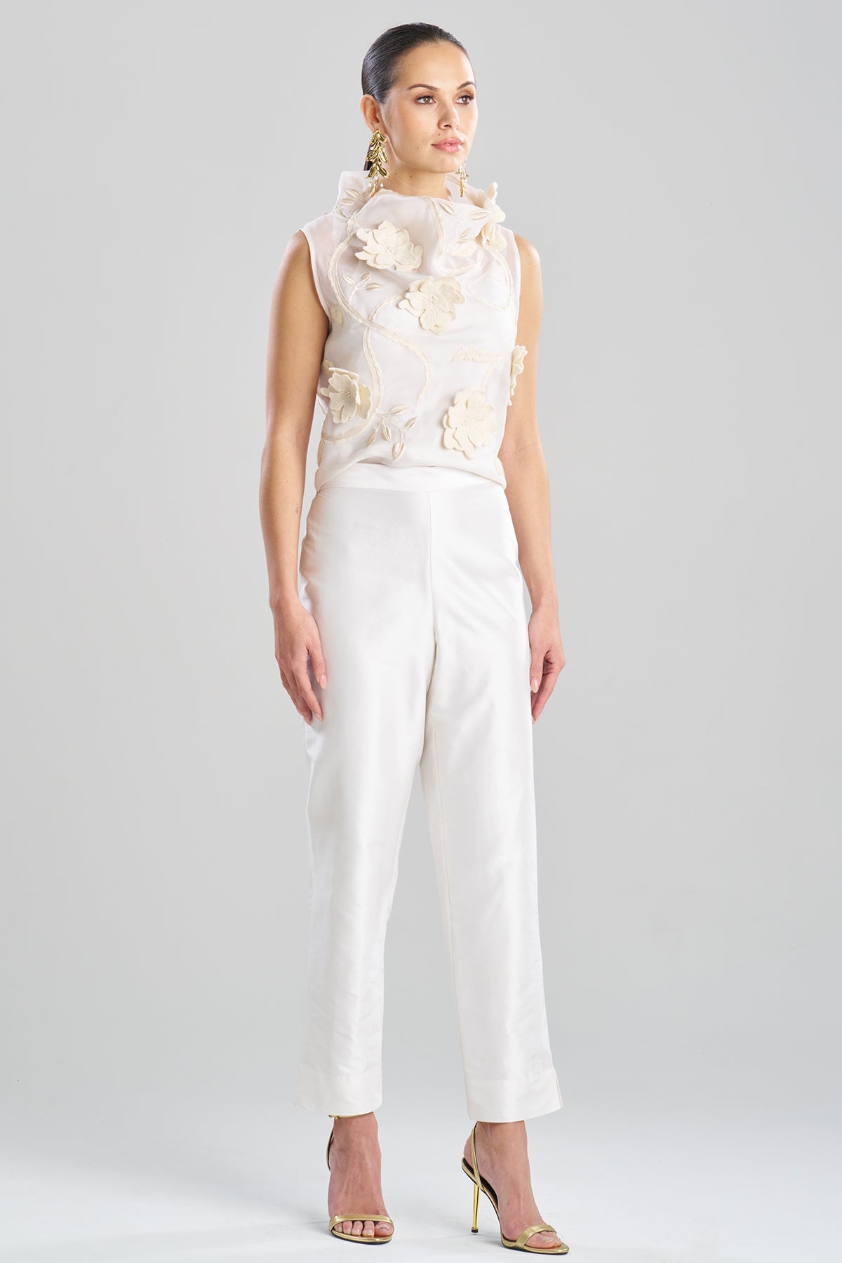 Natori Couture Silk Dupioni Tapered Pants