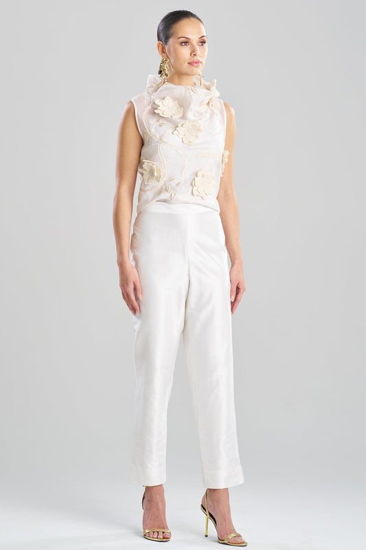 Natori Couture Silk Dupioni Tapered Pants