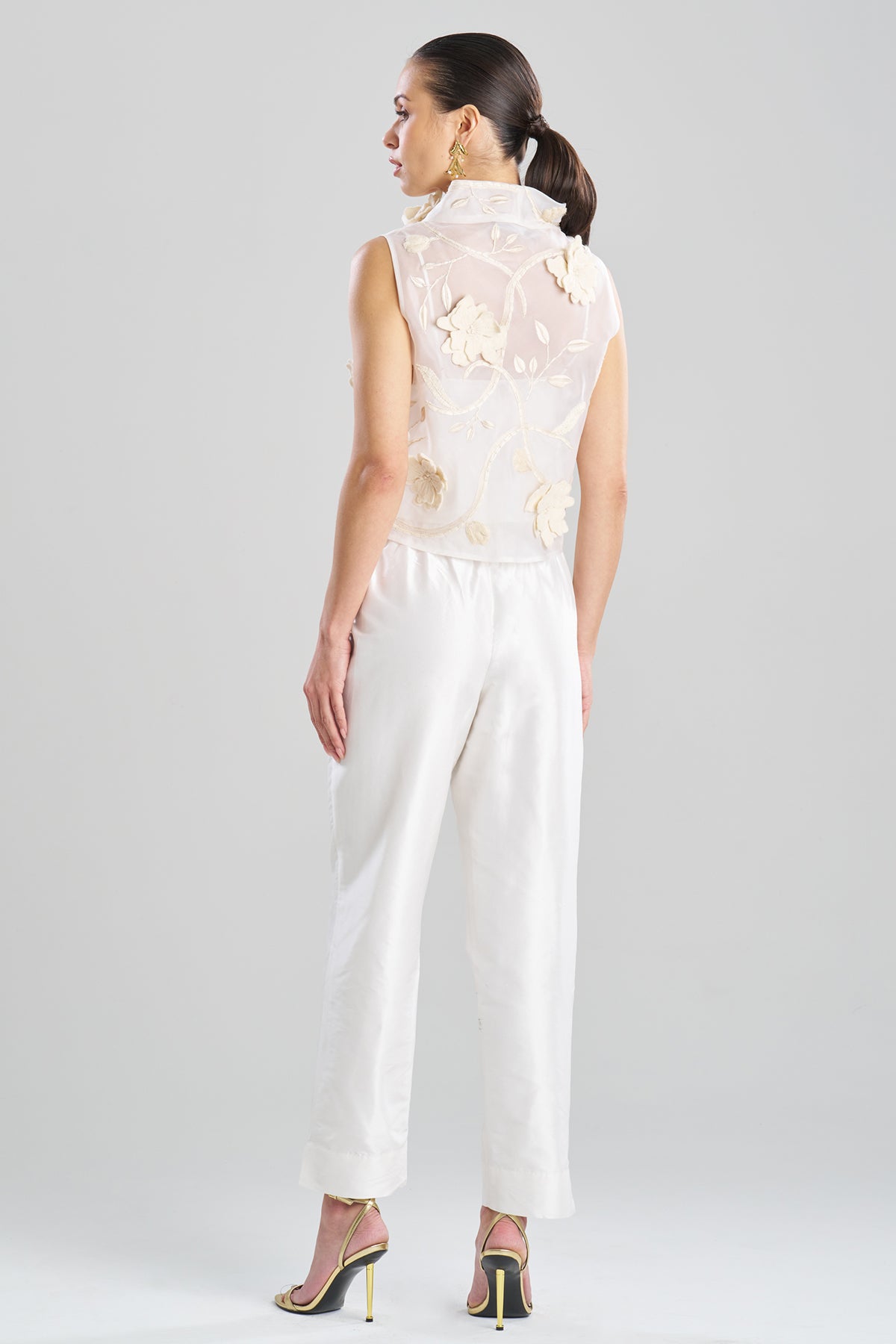 Natori Couture Silk Dupioni Tapered Pants