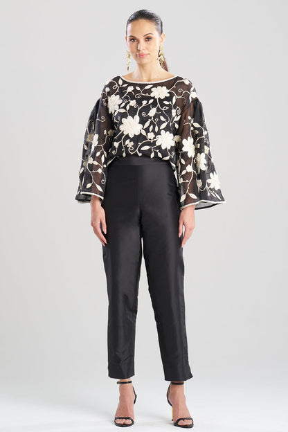 Natori Couture Silk Dupioni Tapered Pants