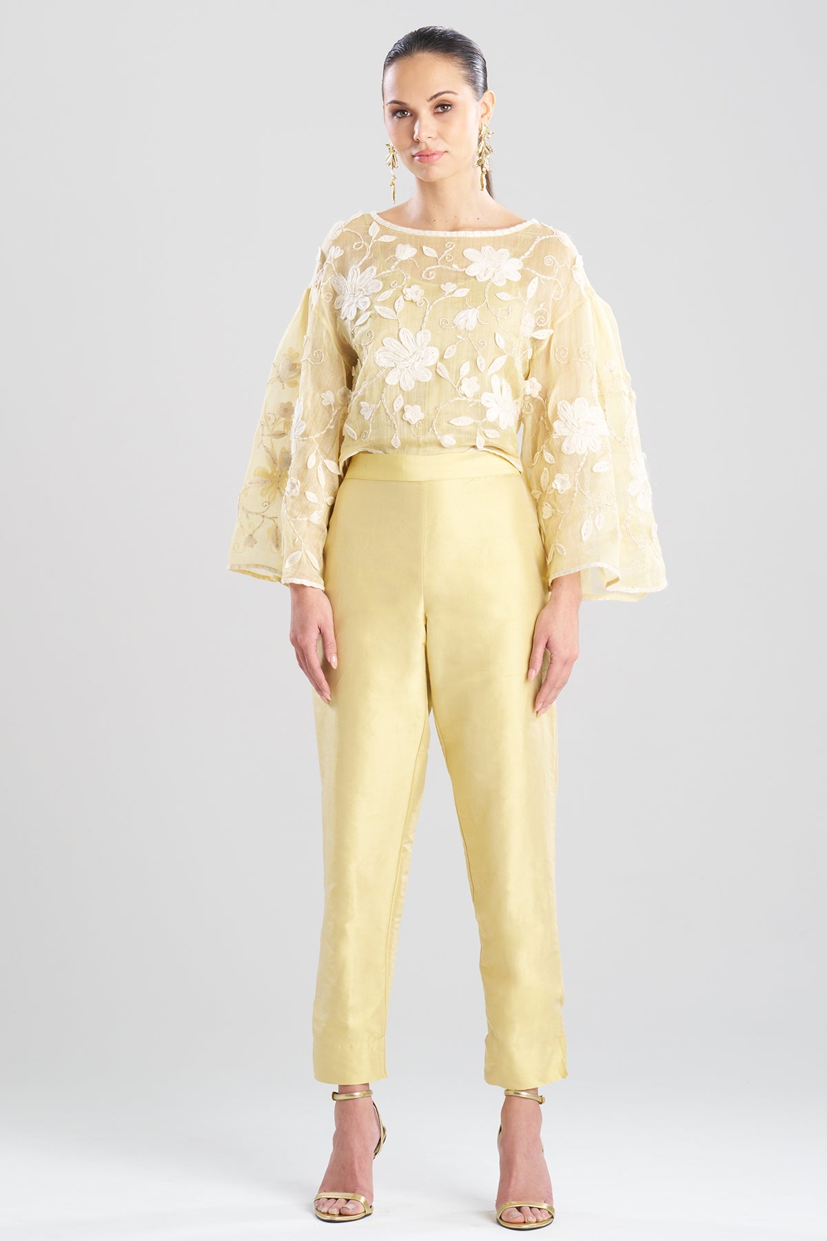 Natori Couture Silk Dupioni Tapered Pants