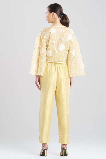 Natori Couture Silk Dupioni Tapered Pants