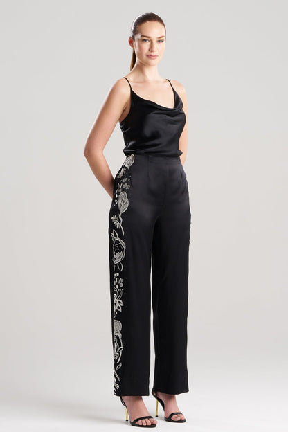 Natori Couture Nouveau Embroidered Silk Pants