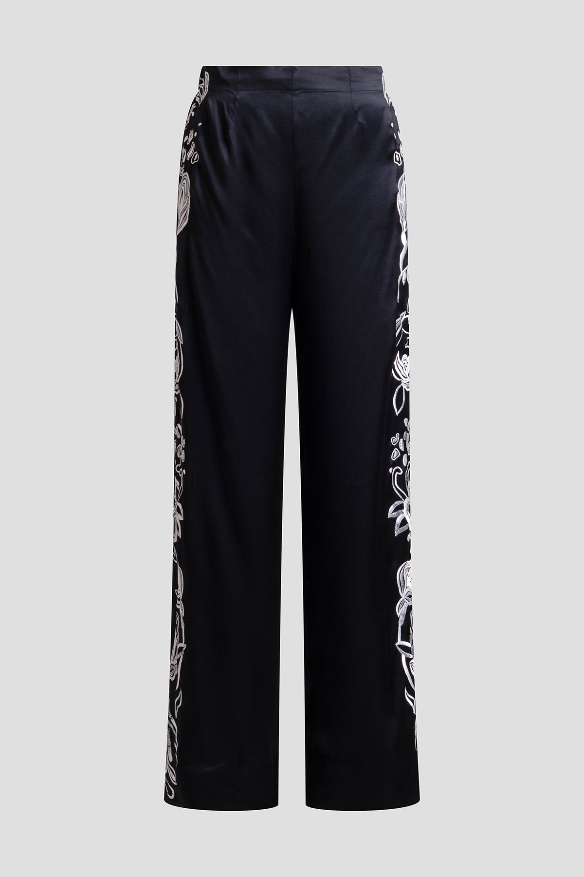 Natori Couture Nouveau Embroidered Silk Pants
