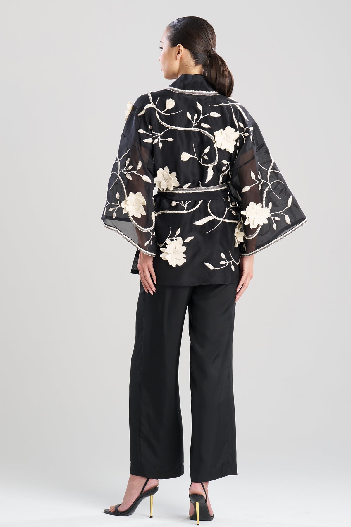 Natori Couture Silk Organza Embellished Jacket