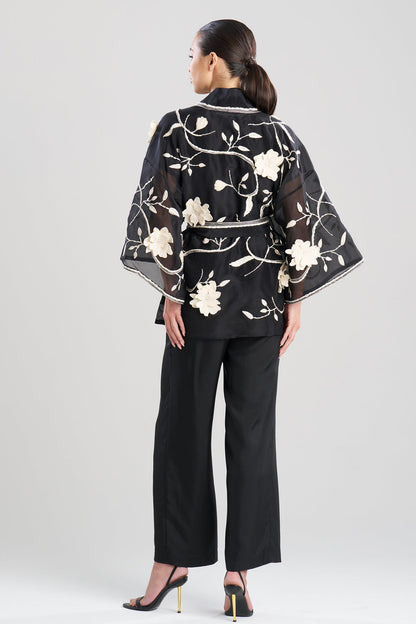 Natori Couture Silk Organza Embellished Jacket