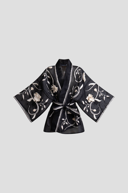 Natori Couture Silk Organza Embellished Jacket