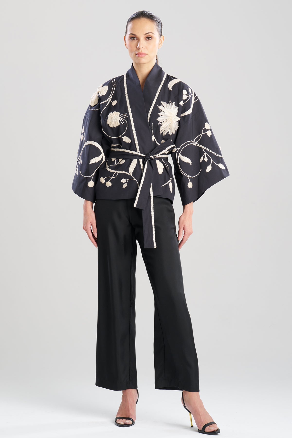 Natori Couture Tech Cotton Taffeta Embellished Jacket