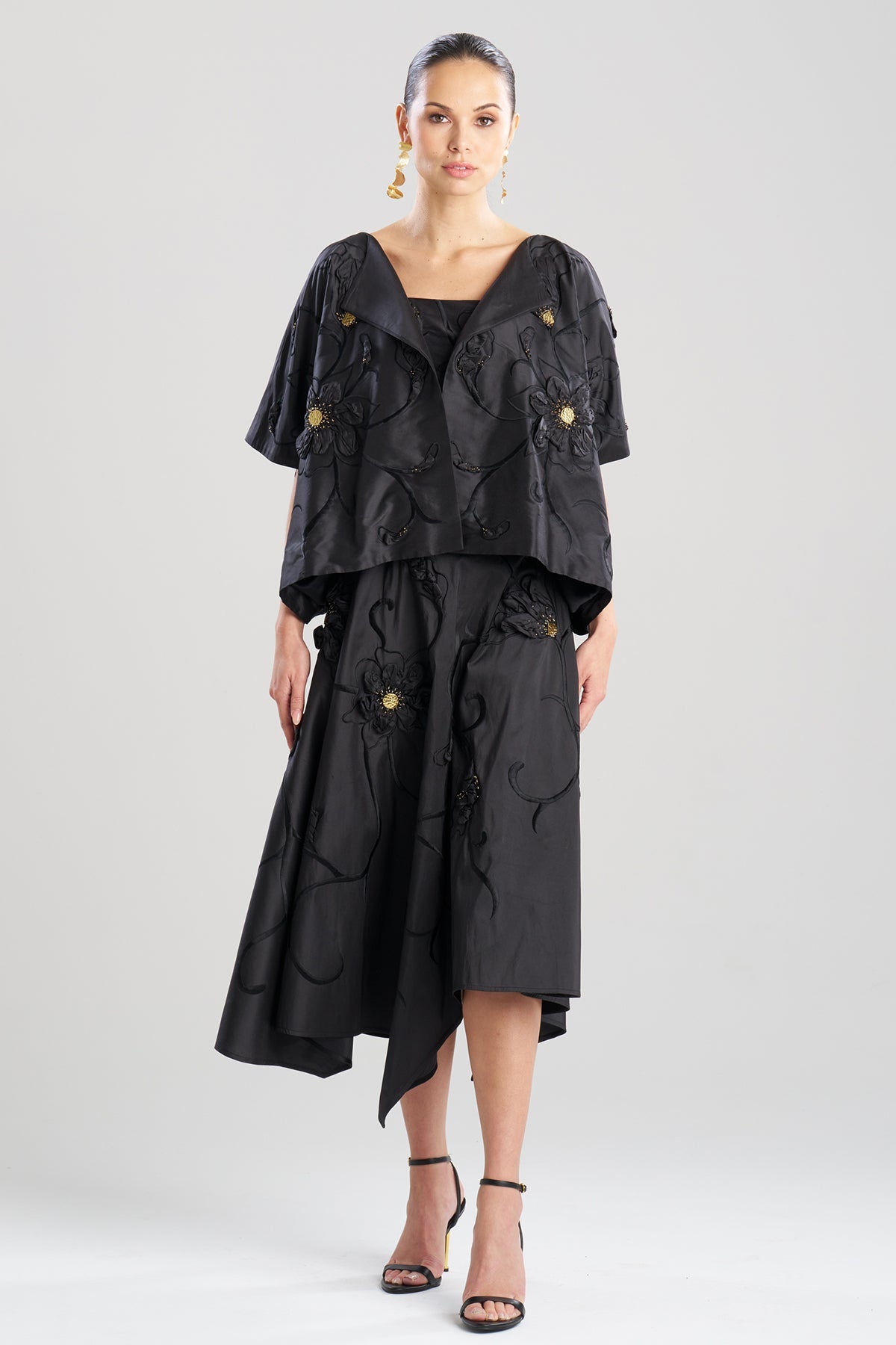 Natori Couture Silk Dupioni Embellished Short Jacket