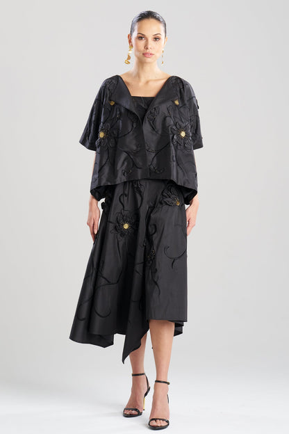 Natori Couture Silk Dupioni Embellished Short Jacket