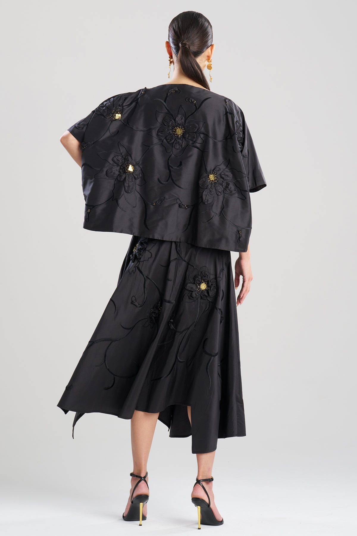 Natori Couture Silk Dupioni Embellished Short Jacket