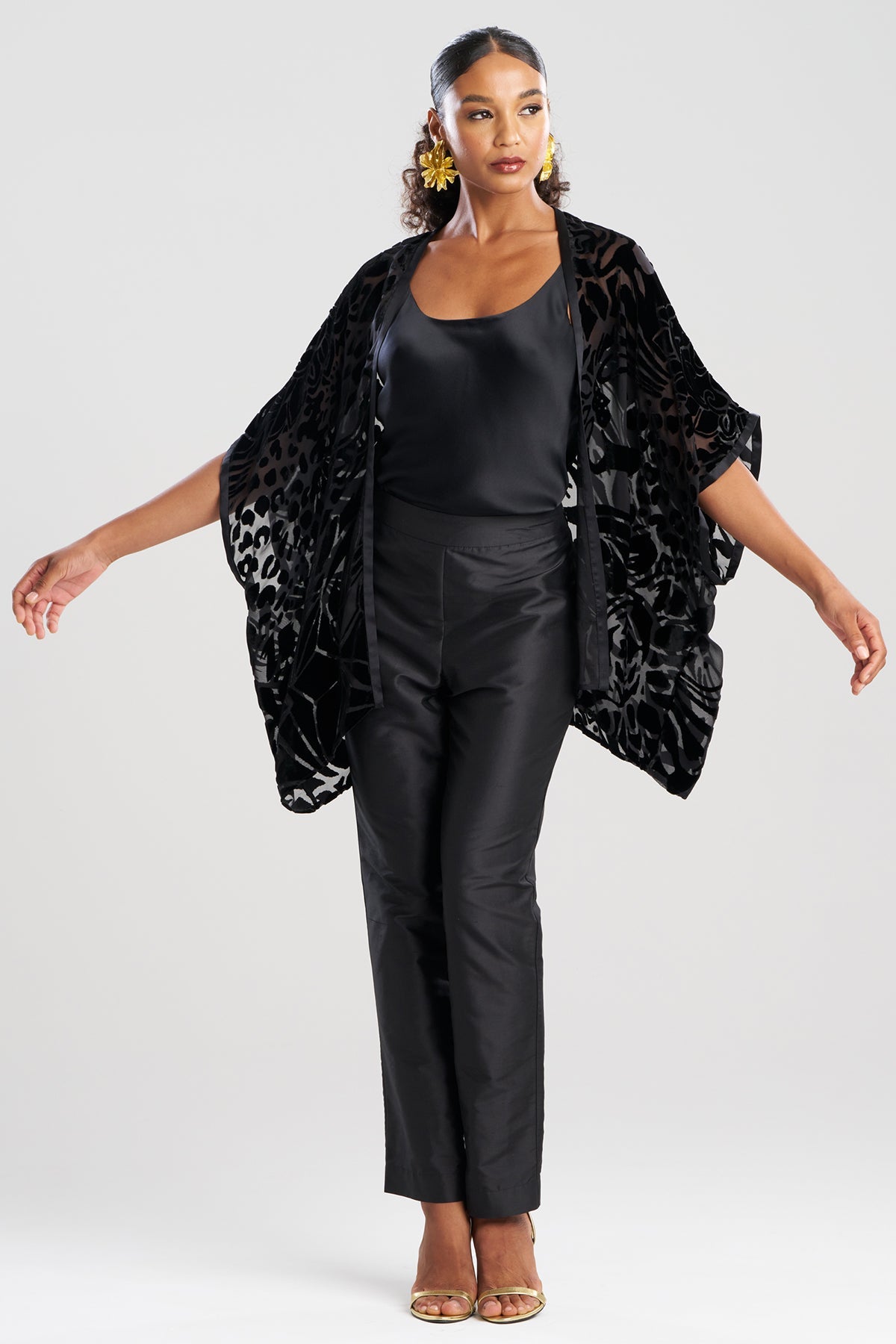 Natori Couture Burnout Velvet Cocoon Cardigan